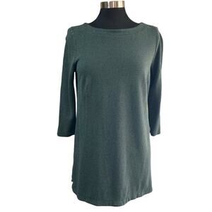 J. Jill Ponte Knit Green Tweed Pattern Long Sleeve Tunic Top MEDIUM Fall Basic